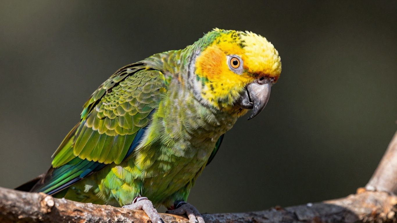 Yellow-crowned Amazon parrot looking at the camera.