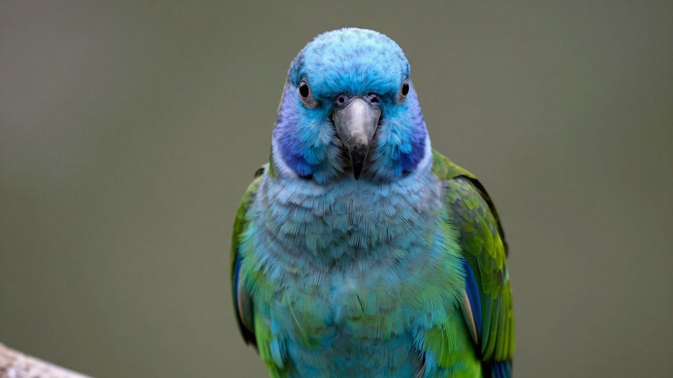Blue Headed Pionus parrot perched and looking forward.