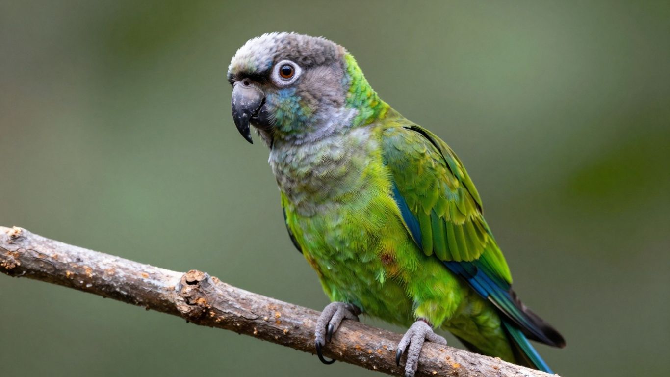 Dusky-Headed Conure bird perched on a branch.