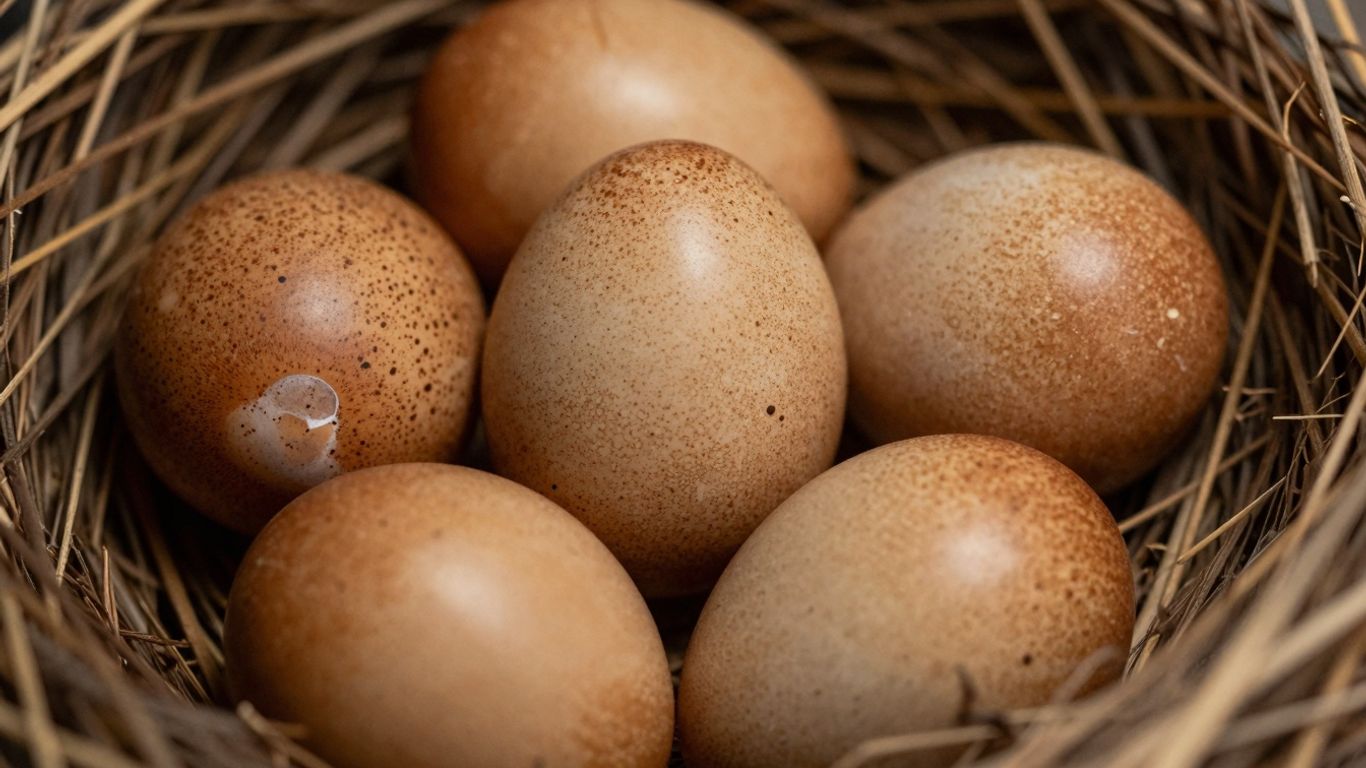 Fertile macaw parrot eggs in a nest.