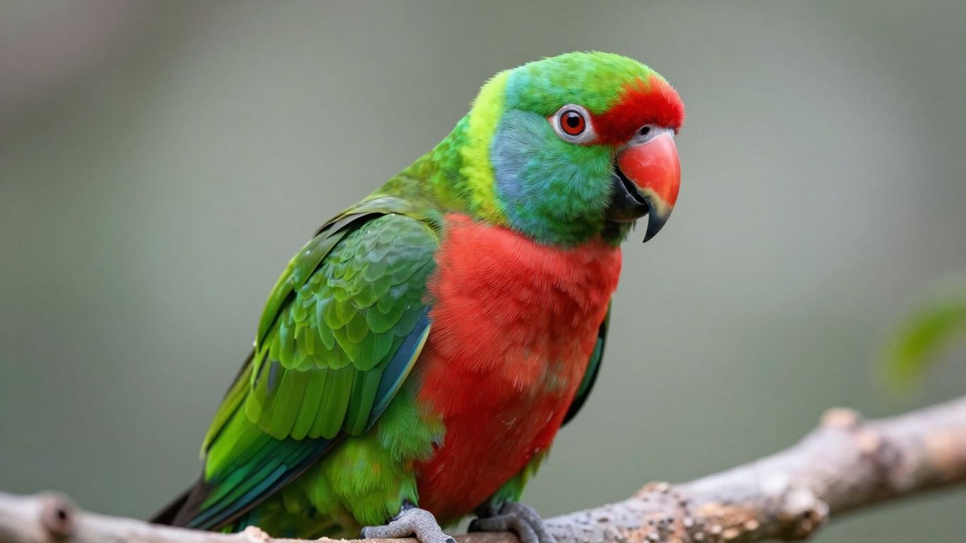 Male Eclectus parrot perched on a branch.
